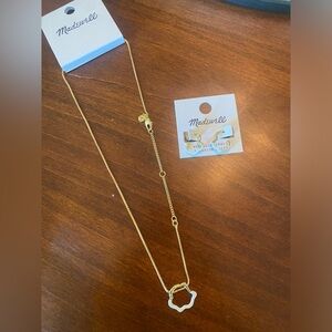 Madewell white/gold earrings & necklace set
